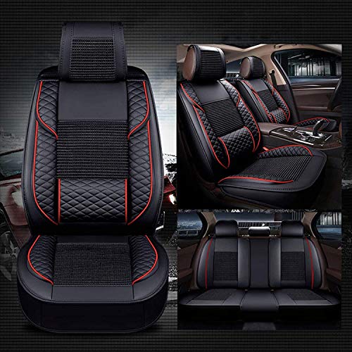 LCZB Protector de Asiento del Asiento del automóvil, Cubierta de Asiento de automóvil Conjunto Completo de Cuero Artificial con Seda de Hielo de Punto