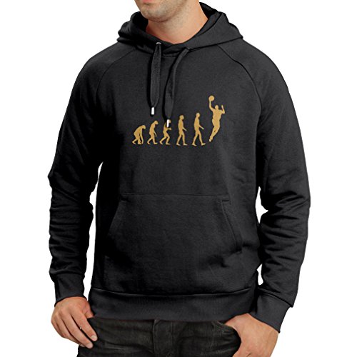 lepni.me Sudadera con Capucha evolución de Baloncesto - Canasta de la Calle, me Encanta Este Juego, Gran Fan de Regalo (Small Negro Oro)