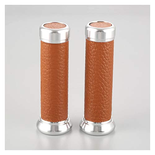 LIZONGFQ Zhang Asia 2pcs 7/8" 22 mm Mango Grips Motocicleta del Cuero de Aluminio 22MM Vespa del Manillar en Forma for el Off-Road Vehículos de Carretera Moto (Color : Brown)