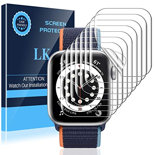 LK 8 Pack Protector Pantalla Compatible con Apple Watch Series 6 SE 40mm, TPU-Film,Alta definición,Sensible al Tacto