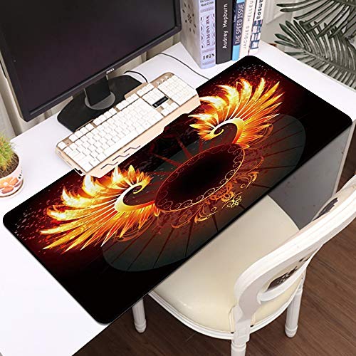 Luoquan Alfombrilla Raton Grande Gaming Mouse Pad,Phoenix Wing Burning Phoenix Wing Fuego Mito Leyenda,Impermeable Alfombrilla Gruesa de Goma Antideslizante para ratón