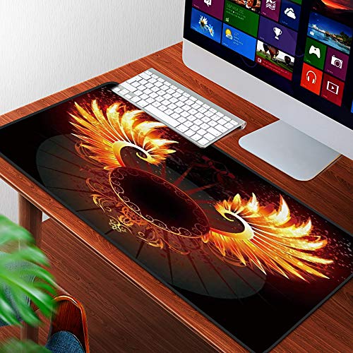 Luoquan Alfombrilla Raton Grande Gaming Mouse Pad,Phoenix Wing Burning Phoenix Wing Fuego Mito Leyenda,Lavable, Antideslizante Diseñada para Gamers, Trabajo de Oficina