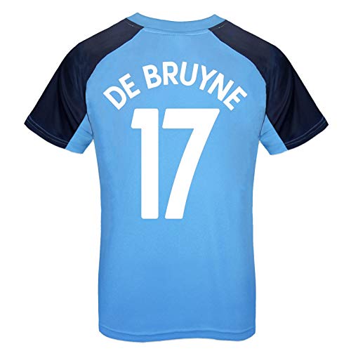 Manchester City FC - Camiseta Oficial para Entrenamiento - para niño - Azul Cielo - Escudo - De Bruyne 17-8-9 años