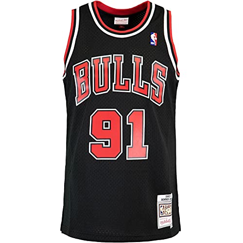 Mitchell & Ness Swingman Dennis Rodman Chicago Bulls 97/98 - Camiseta (talla XL), color negro