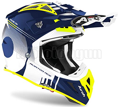 MOTOTOPGUN Airoh Avan18 Casco integral Off-Road Motocicleta Azul Brillante Aviator Ace Nemesi SZ. S