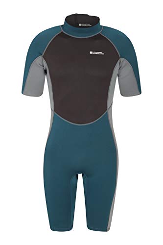 Mountain Warehouse Traje Completo de Neopreno Shorty para Hombre -Cuerpo: 2.5mm, Ajuste cómodo, una Sola Pieza y Cremallera de Cierre fácil - para Verano, Vacaciones Azul petróleo Small/Medium