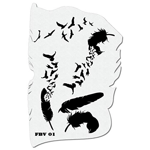 Muelle Y Pájaros SK-Brush – Plantilla fbv01 – Stencil fether and Birds