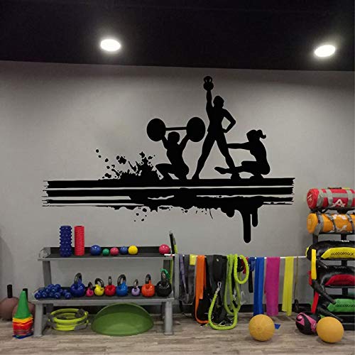 N / A Calcomanías de Pared de Fitness Gimnasio Entrenamiento Pegatinas de Vinilo Citas Inspiradoras Deportes Fitness Club decoración de la Pared 96x63 cm