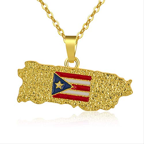 n a Puerto Rico Países Mapa y Bandera Colgante Collar para Hombres/Mujeres Color Puertorriqueños Joyería Étnica Regalo Patriótico