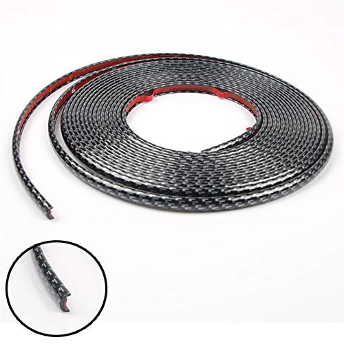 N\A Pegatina protectora de coche para decoración de rueda de coche, adhesivo cromado para llanta de neumáticos, 8 m, accesorios decorativos de ajuste (color: fibra de carbono, 8 metros)