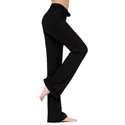 NB Pantalones de chándal para mujer con cordón para correr y yoga [Negro - Extra Grande]