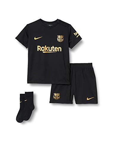 NIKE FC Barcelona Temporada 2020/21-FCB I NK BRT AWCD4606-011 Kit Completo Segunda Equipación, Niño, Black/Metallic Gold Full Sponsor, 6-9