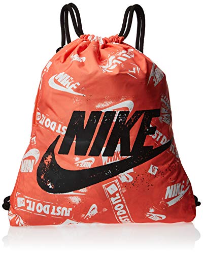 NIKE Heritage Graphic Gym Sack - Bolsa de entrenamiento, color naranja, negro y negro