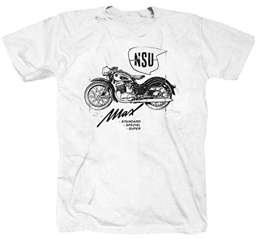 NSU Moped MZ Hercules Zündapp DKW Oldschool - Camiseta de manga corta, color blanco Blanco XL