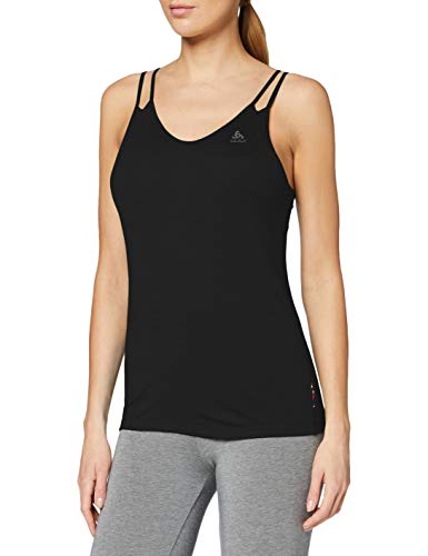 Odlo BL Top V-Neck Singlet Natural Light Camiseta, Mujer, Negro, Extra-Large