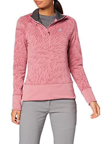 Odlo Midlayer 1/2 Zip Birdy Jersey, Mujer, Mesa Rose-AOP FW18, Extra-Small