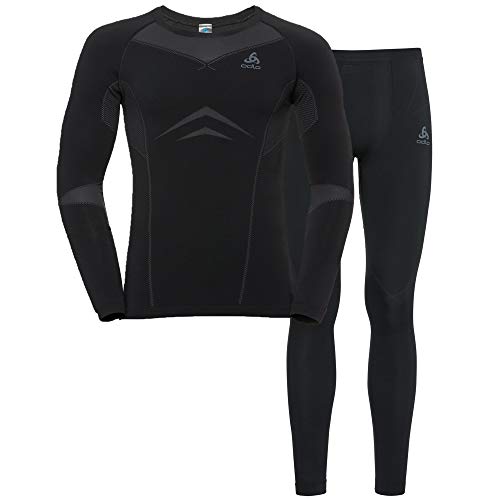 Odlo Performance Evolution Thermo Set térmico para Hombre, Negro-Gris Grafito, Large