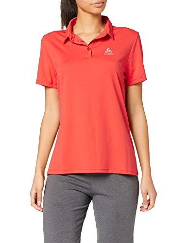 Odlo Polo para Mujer S/S Cardada, Mujer, Polo, 222201_32000_XS, Coral, Extra-Small