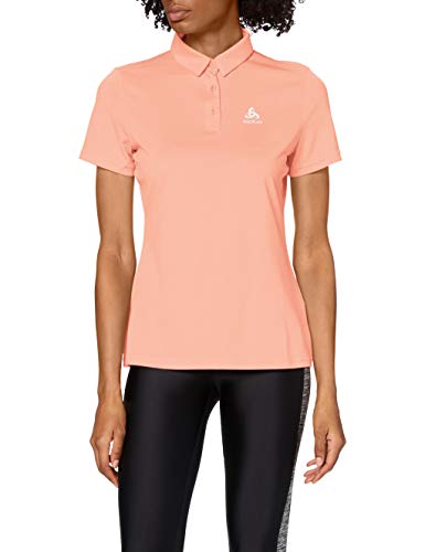 Odlo S/S Cardada - Polo para Mujer, Mujer, Polo, 222201, Coral y Gris, Extra-Large