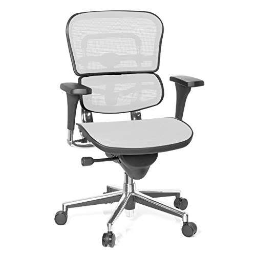 ofiprix Silla Keystone Silla de Oficina Ergonómica Silla de Oficina Alta Gama Respaldo Transpirable Soporte Lumbar Brazos 4D Ajustables Aluminio Color Blanco