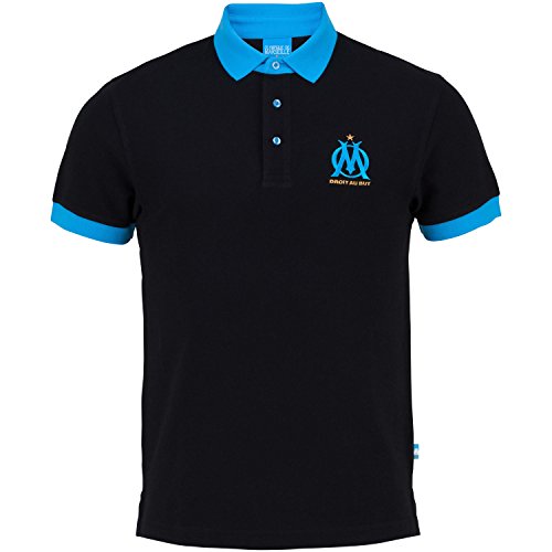 Olympique de Marseille - Polo oficial para hombre adulto, Hombre, negro, L