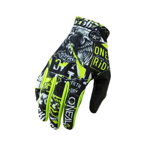 O'NEAL | Guantes de Ciclismo y de Motocross | MX MTB | Materiales duraderos y Flexibles, Parte Superior de la Mano ventilada | Matrix Glove Attack | Unisex | Negro Neon Yellow | Talla M