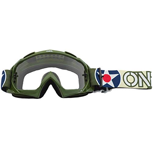 O'Neal Motocross Brille B-10 Goggle Warhawk Clear, Grün Sand, 6024