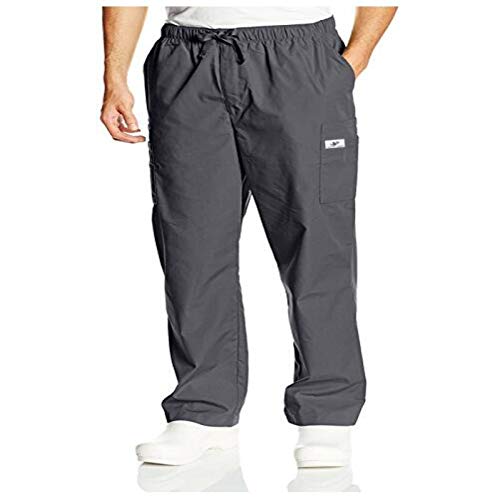 Pantalones Cargo para Hombre Pantalones Rectos Sueltos Cintura elástica con cordón Color sólido Decoración de Bolsillo Pantalones Casuales Finos Medium