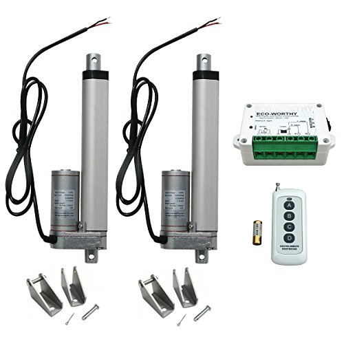 Paquete de 2 accionamientos lineales ECO WORTHY resistentes, de 12 V, motor de 1500 N, mando a distancia y soportes incluidos, 6 Inch, 2pcs Actuator + Remote Control Kit