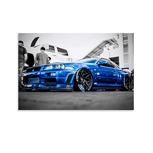 Póster artístico de Nissan Skyline GTR R34, impresión artística de pared, impresión de imagen moderna para habitación familiar, 50 x 75 cm