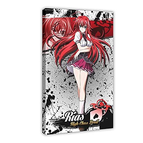 Póster de lona de anime de High School DxD Rias Gremory para dormitorio, decoración de oficina, decoración de habitación, marco de regalo de 60 x 90 cm