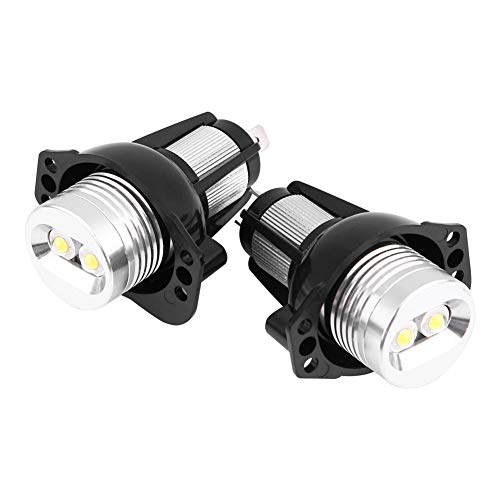 Qiilu 2 piezas de luz LED de ojos de ángulo de 12 W, luz de marcador de anillo de halo de ojos de ángel LED de coche para lámparas de automóvil E90 E91 05-08