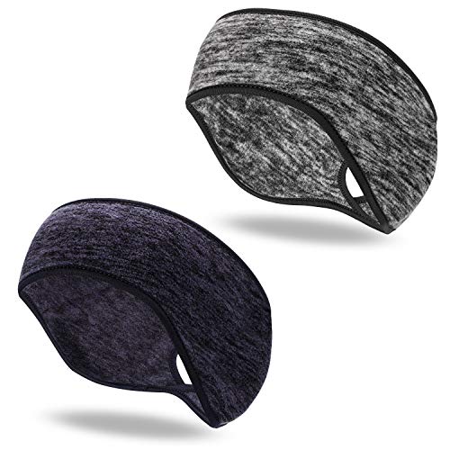 QKURT Diadema de Calentador de Oreja(2PCS), Diadema de Cola de Caballo Polar Orejeras Polar para Mujeres Corriendo Yoga esquí Fuera del Deporte