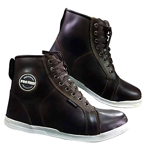 REXTEK Botas de moto para hombre, botas de moto de cuero para motocicletas. zapatos blindados CE con estilo y botas de diseño casual (9/ EU 43)