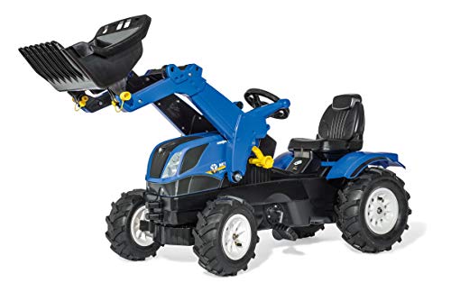 ROLLY TOYS rollyTrac New Holland 611270-Tractor a Pedales para niños de 3 a 8 años, neumático y Asiento Ajustable, Color Azul y Negro, 142 x 81 x 53 cm (611270)