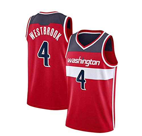 rzoizwko Camisetas de la NBA de Baloncesto, Camiseta de la NBA Washington Wizards 4# Russell Westbrook, Chaleco de Baloncesto Suelto de Secado rápido para Gimnasio