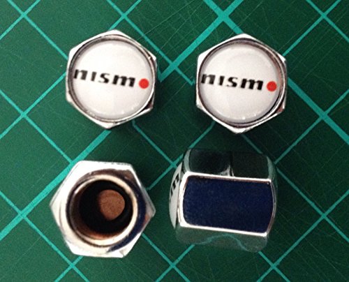SCOOBY DESIGNS Tapas para válvulas de neumáticos para Nissan Nismo GTR Pulsar Skyline R34 R33 R32, color blanco