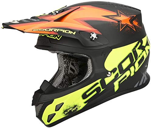 Scorpion VX de 20 Air Magnus Cross Casco – Negro Mate Neon Naranja Amarillo