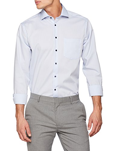 Seidensticker Modern Langarm mit Spread Kent-Kragen bügelfrei Camisa de Oficina, Azul (Hellblau 12), 41 para Hombre