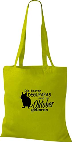 Shirtstown - Bolsa de tela, diseño con texto en alemán Die besten Degupapas sind im octubre geboren Degu Haustier, color Verde, talla 38 cm x 42 cm