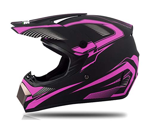 SISI Casco Motocross Hombre, Casco de Cross Adulto Protecciones Motocross con Gafas Máscara Guantes Red Elástica Casco Enduro para Descenso MX Quad Off Road ATV Scooter,A,M