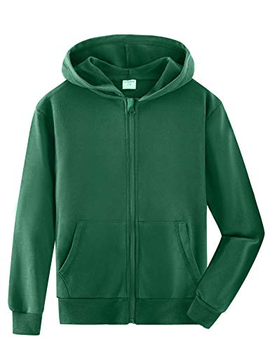 Spring&Gege Niños Casual Sudaderas con Cremallera Top de Algodón Verde 9-10 Años