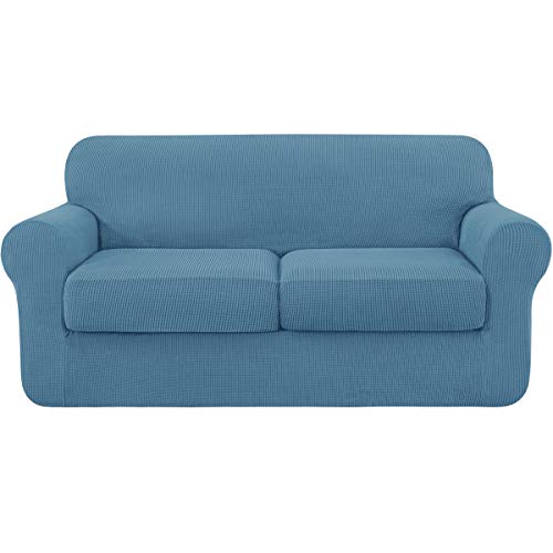 subrtex Fundas Sofa Elasticas con Funda de Asiento Separados(2 Plazas,Azul)