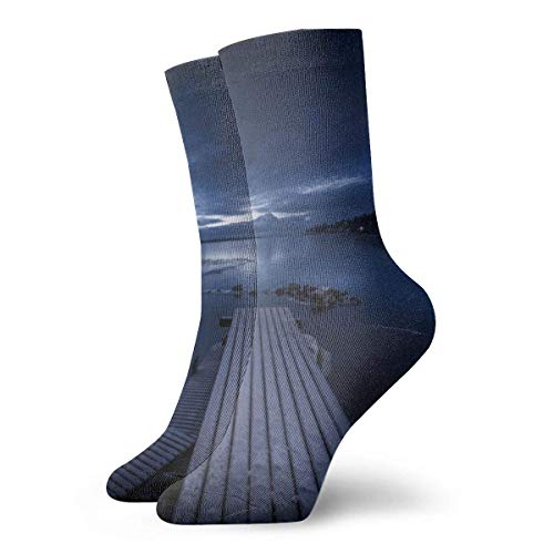 Sunny R Muelle de madera Under Sky Night Calcetines Hombres Mujeres Deportes Calcetines deportivos Calcetines cómodos casuales 30cm (11.8inches)