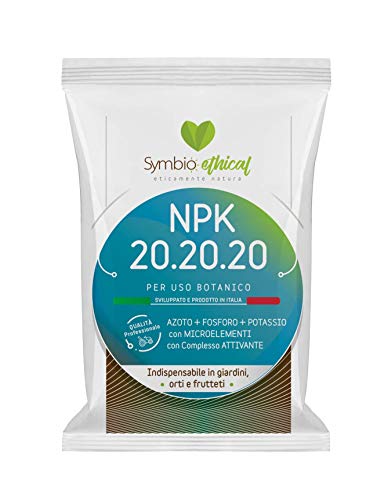 Symbioethical Fertilizante Universal NPK 20-20-20 1Kg. NITRÓGENO FÓSFORO POTASIO con MICROELEMENTOS y Complejo ACTIVADOR