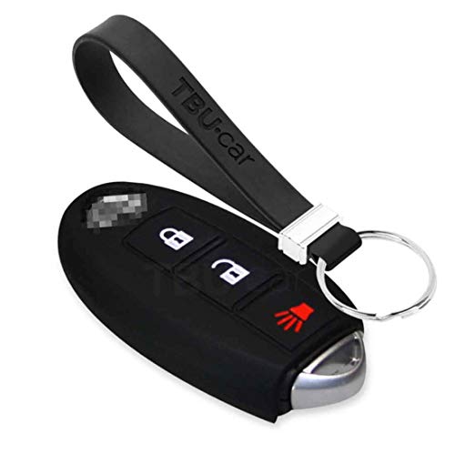 TBU car Funda Carcasa Llave Compatible con Nissan - Funda de Silicona - Cover de Llave Coche - Negro