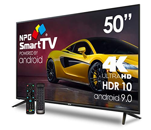 Televisor LED 50” UHD 4K NPG Smart TV Android 9.0 + Smart Control QWERTY/Motion | HDR10 Dolby Digital Plus + | WiFi Quad Core PVR DVB-T2/C