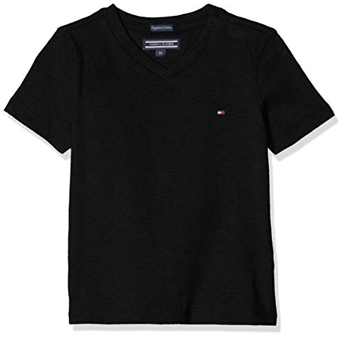 Tommy Hilfiger Boys Basic Vn Knit S/s Camiseta, Negro (Meteorite 055), 176 (Talla del Fabricante: 16) para Niños