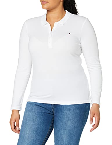 Tommy Hilfiger Heritage Long Sleeve Slim Polo, Blanco (Classic White 100), X-Large para Mujer