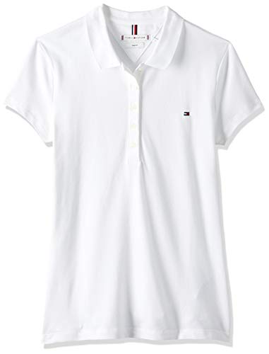 Tommy Hilfiger New Chiara Str Pq Polo SS, Blanco (Classic White) 100, M para Mujer